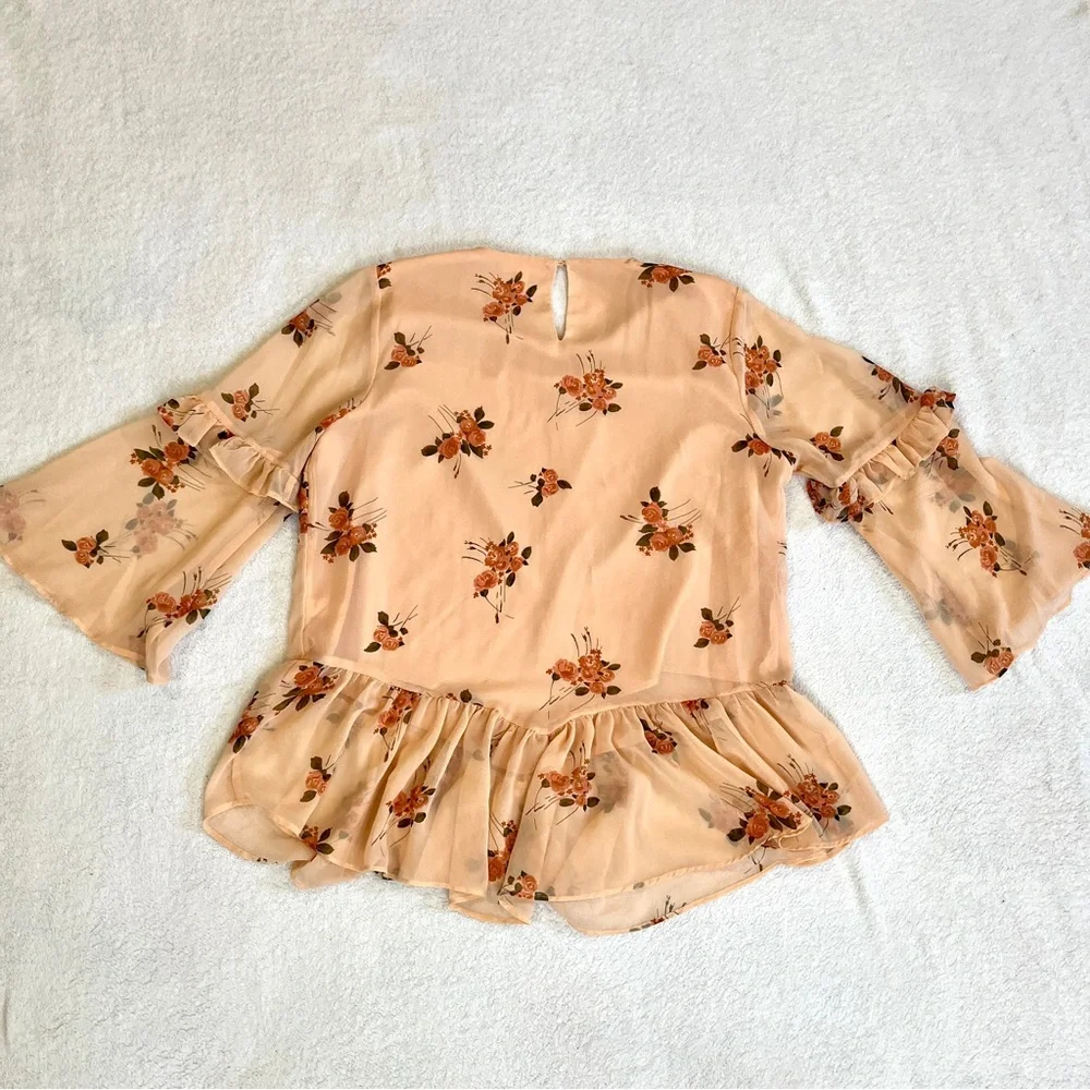 SOLD✖️LC Lauren Conrad Floral Chiffon Shirt Ruffles Spring Size XL - Picture 11 of 11
